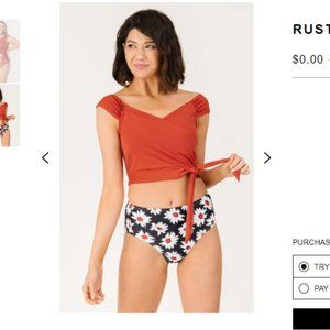 Rust Cap Sleeve Crop Swim top
